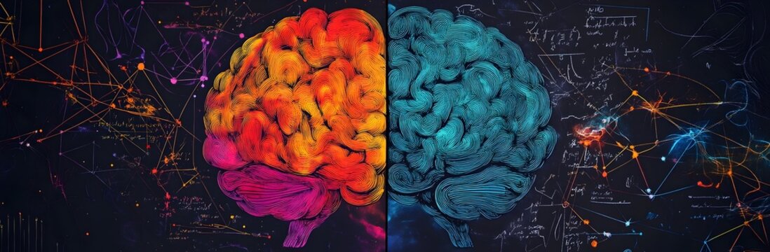 Split Brain Symbolizing the Duality of Analytical and Creative Thinking - Powered by Adobe