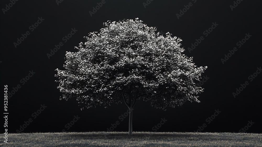 Aufkleber Single tree isolated on white background with clipping path and alpha channel on black background : Generative AI