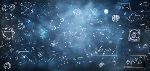 Obraz premium Geometric Masterpiece Blackboard Filled with Mathematical Wonders Showcasing Data and Concepts