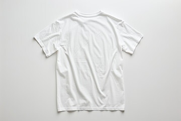 professional product photo of the back of a plain white t-shirt flat and uncreased