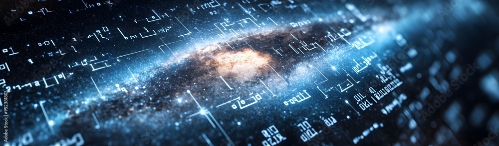 Canvas Prints cosmic interplay of science and the heavens mathematical equations against galactic backdrop