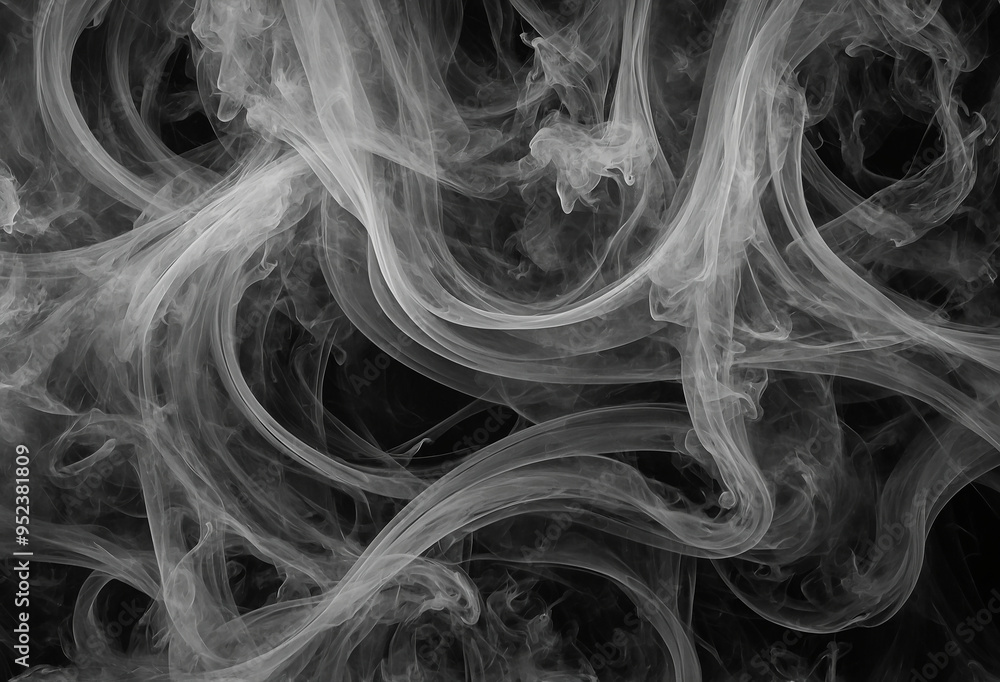 Poster smoky abstract background featuring swirling patterns in elegant grayscale tones