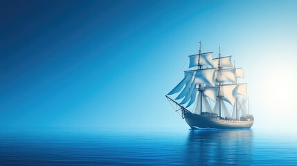 Sailboat sailing on a calm sea under a clear blue sky.