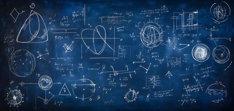 Blackboard of Mathematical Equations and Formulas Representing the Beauty of Science