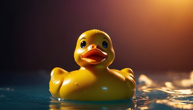 Rubber duckie day concept. Yellow rubber dack over black abd white background3