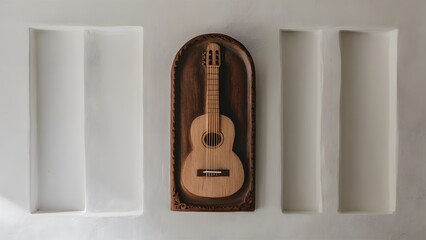 Spanish Flamenco Guitar Relief: Hand-Carved Wood Art Embodies Heritage