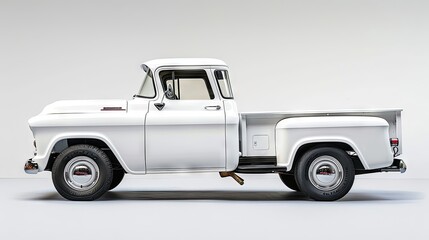 White truck on white background alone