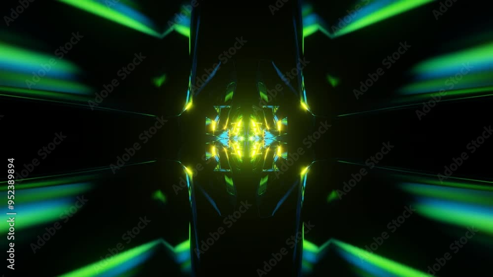Poster flashing neon lights create a rhythmic, vibrant disco loop in a seamless vj pattern.