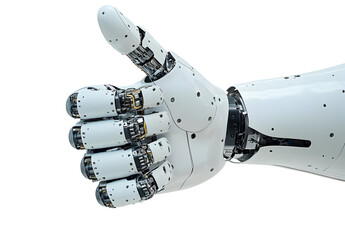 Fototapeta premium A futuristic robotic hand giving a thumbs up gesture, symbolizing approval and advancements in technology.