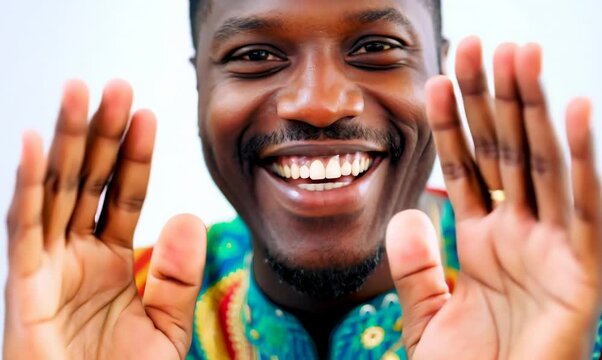 Haitian Man Clapping in Joyful Celebration