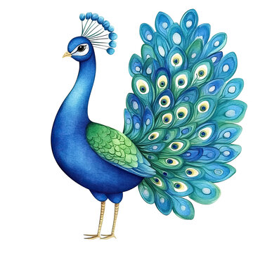 recommend clip art: peacock watercolor clipart, perfect for nursery, isolated on white background