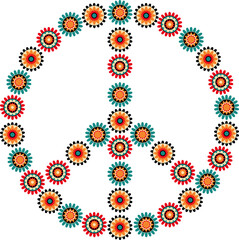 Cute And Colorful Floral Hippie Peace Sign