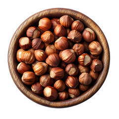Fototapeta premium Close-up of roasted hazelnuts in a rustic wooden bowl, showcasing their rich texture and natural color for culinary inspiration.