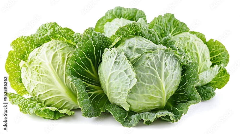 Aufkleber cut of green cabbage isolated on white background clipping path : generative ai