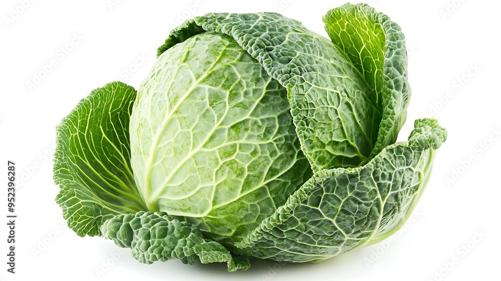 Poster fresh ripe cabbage vegetable isolated on a white background : generative ai