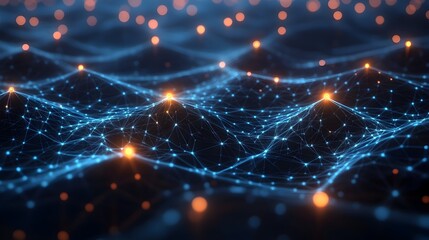 Obraz premium Glowing AI Powered Digital Network of Interconnected Nodes and Algorithms