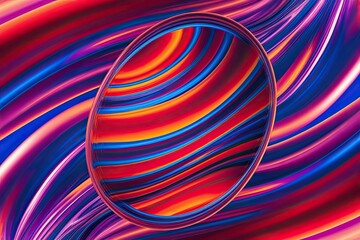 Vibrant Pulsating Oval Digital Art with Dynamic Waves in Bold Colors