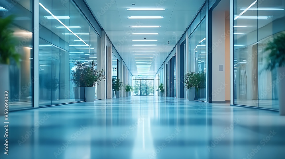 Aufkleber modern corridor at an office building background : generative ai