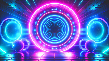 Neon Glow Circles Target Background