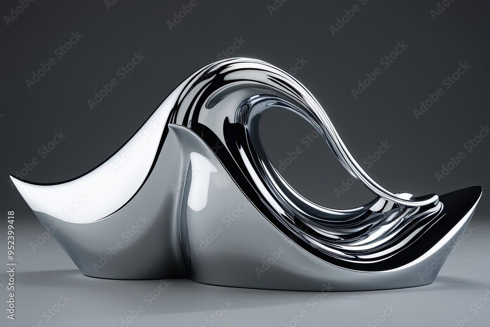 Poster three dimensional shimmering metallic wave design in chrome setting