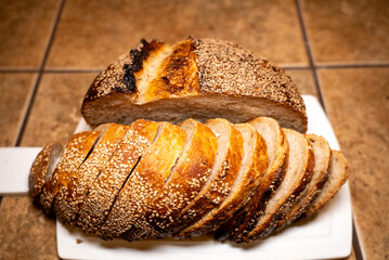 Freshly Sliced Artisan Sesame Bread 