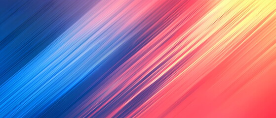Obraz premium A flat vector illustration of a vibrant abstract background, diagonal stripes with a gradient transition from blue to red tones, evenly spaced and sharp-edged, dynamic flow. Soft gradient blending