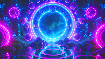 Neon Glow Circles Target Background