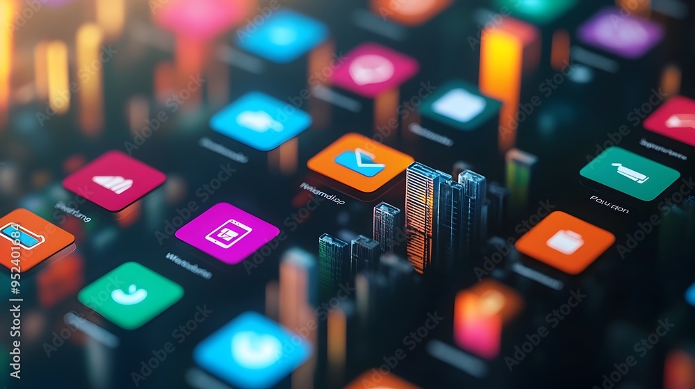 Poster colorful and minimalist mobile marketplace app with clean ui and sleek navigation
