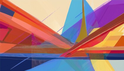 Fototapeta premium Architecture abstract painting shape.