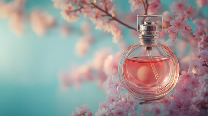 Perfumery, luxury fragrance concept made with perfume bottle and flowers