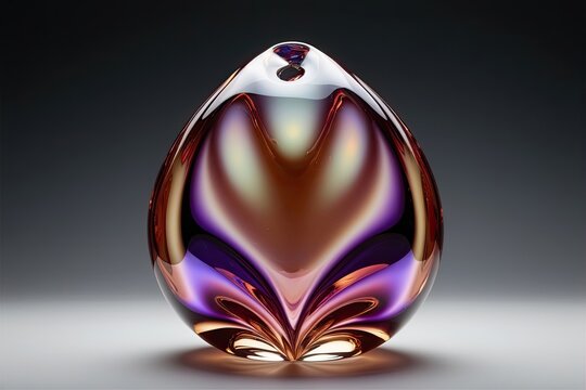 Stunning Opalescent Glass Sculpture Reflective Pear-Shaped Liquid Artistry