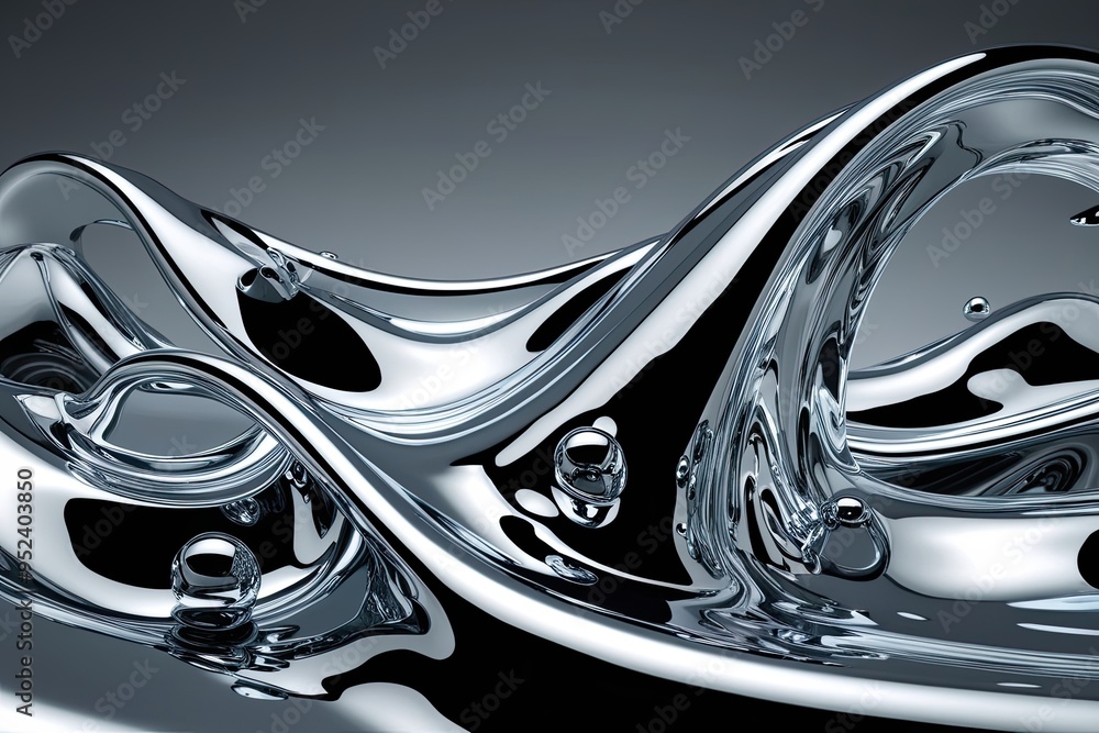 Aufkleber stunning liquid mercury forms with dynamic chrome waves and glossy droplets