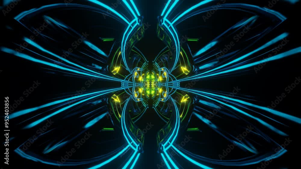 Poster vibrant neon lights flash in a rhythmic disco pattern in a continuous vj loop.