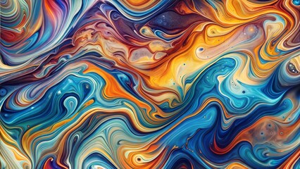 Abstract seamless background with colorful swirling patterns in vibrant orange and blue tones