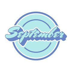 September Month Typography Sticker Pastel Color