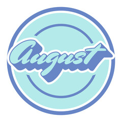 August Month Typography Sticker Pastel Color