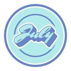 July Month Typography Sticker Pastel Color