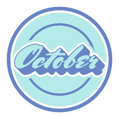 October Month Typography Sticker Pastel Color