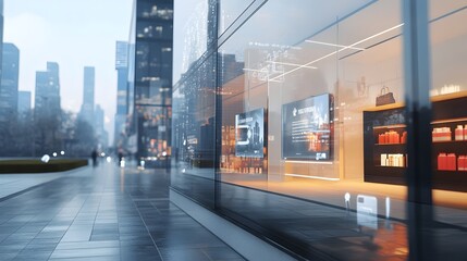 Obraz premium Immersive Virtual Marketplace Storefront with Interactive Product Displays and Seller Ratings