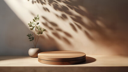 Product stand minimal wood theme