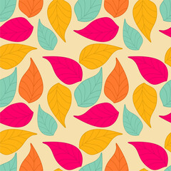 Seamless print pattern wallpaper background with leaves vector illustration botanic nature texture for paper, textile etc