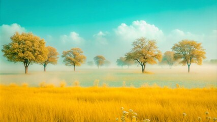 Fototapeta premium unusual mystical fog on a serene landscape