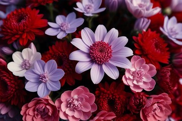 Macro photo Dark red and pink flowers