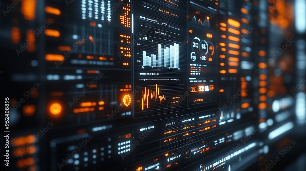 Poster Business finance data analytics graphFinancial management technologyAdvisor using KPI Dashboard on virtual screen : Generative AI
