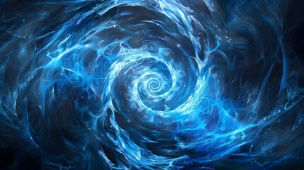 Bright Blue Circular Energy Formation with High Detail Swirling Vortex Pattern