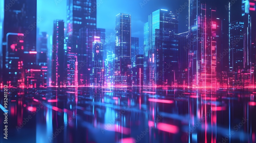 Poster futuristic financial tech solutions with sleek digital interface and cutting edge analytics