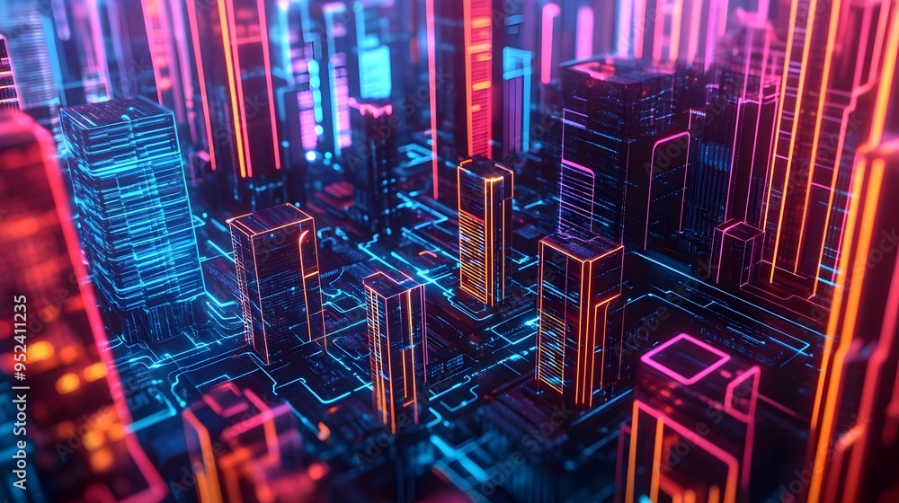 Poster futuristic fintech solutions with sleek digital interfaces and cutting edge blockchain analytics