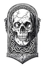 Skull and Gravestone very simple traditional tattoo flash styles illustration