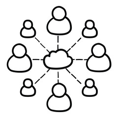 Hand drawn doodle cloud network icon on white background.