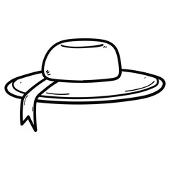 Hand drawn doodle female hat on white background.